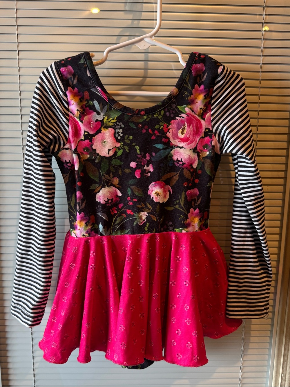 Cheeky Plum Floral Long Sleeve Skirted Leotard Girls Size 5T